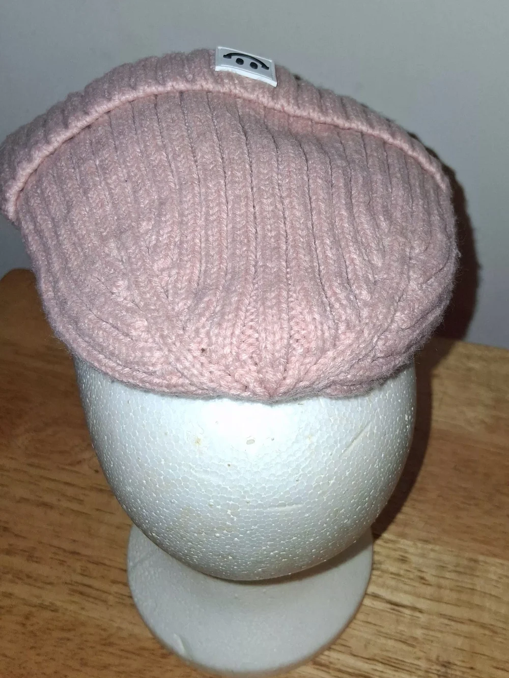 Children's Ribbed Smiley Cuff Beanie - Pink
